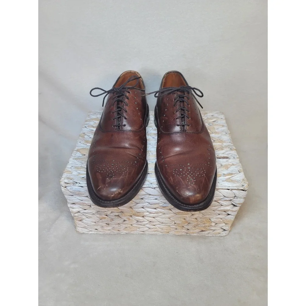 Allen Edmonds Weybridge Brown Leather Oxford Dress Shoes Medallion Toe Mens 8.5D